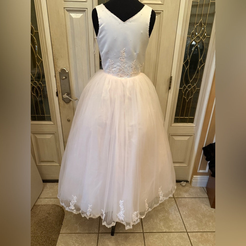 Sweetie Pie 636 Flower Girl Party Ball Gown Dress Pink Embroidered Tulle Sz 12